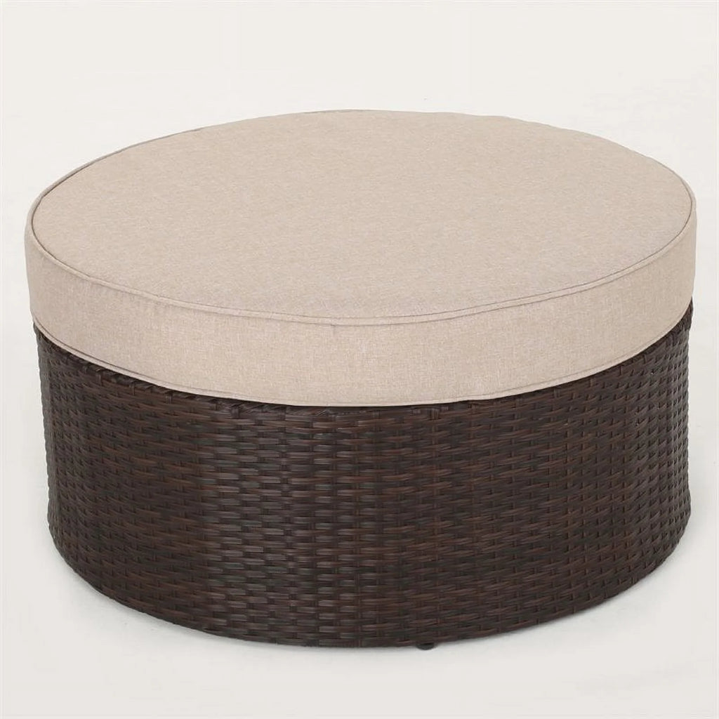 5 Piece Outdoor Wicker Sectional Sofa Set in Beige A887487