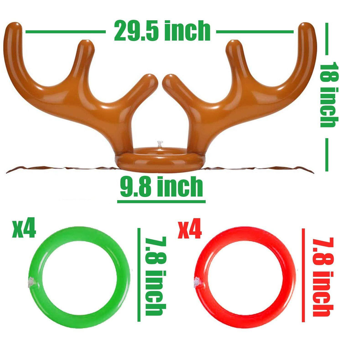 2 Pack Inflatable Reindeer Antler Ring Toss Game with 8 Rings, 2 Antlers O7403