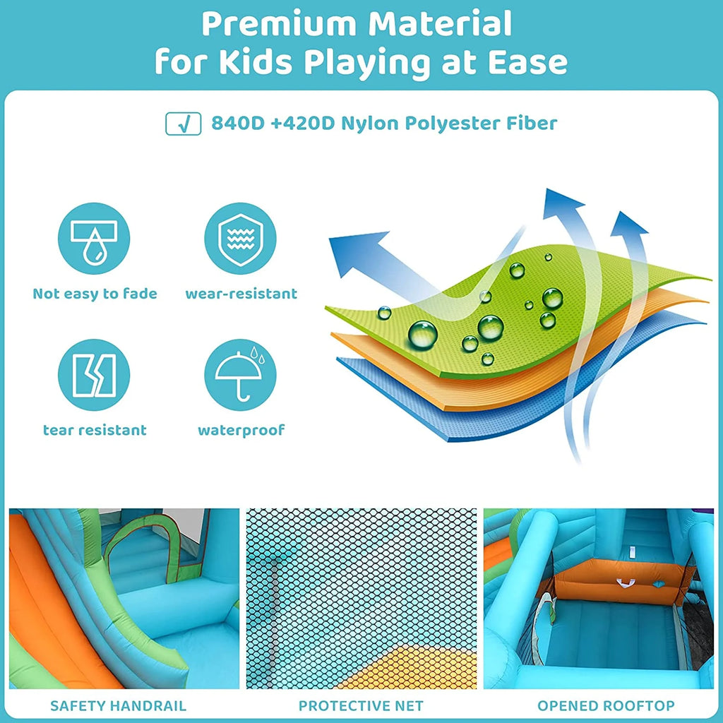 Kids Inflatable Bounce House Water Slide with Splash Pool and Blower R287903