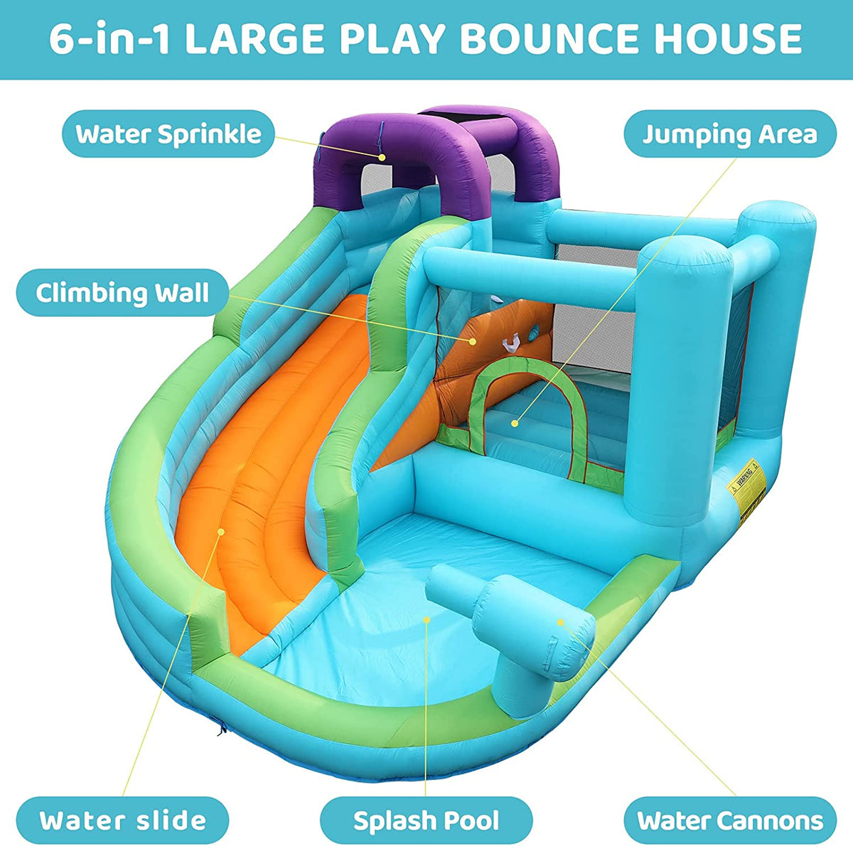 Kids Inflatable Bounce House Water Slide with Splash Pool and Blower R287903