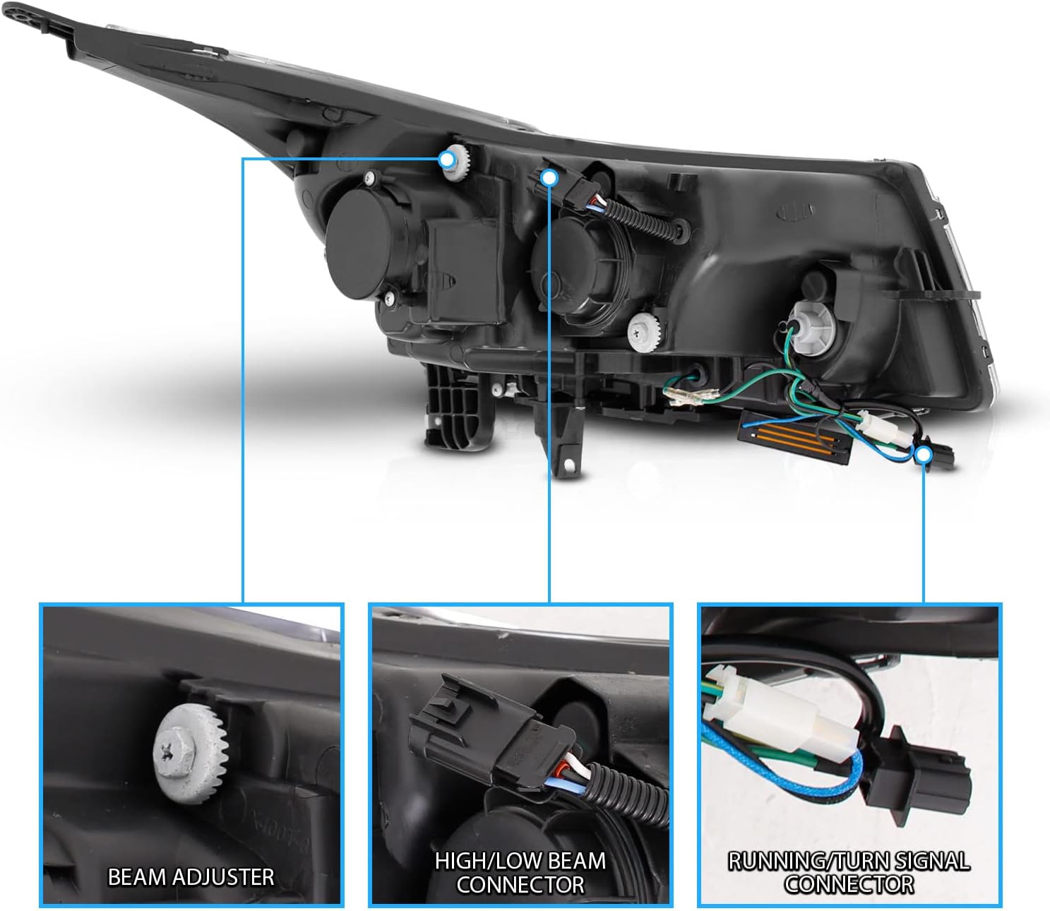 Black Projector Headlights Bar Style W252723