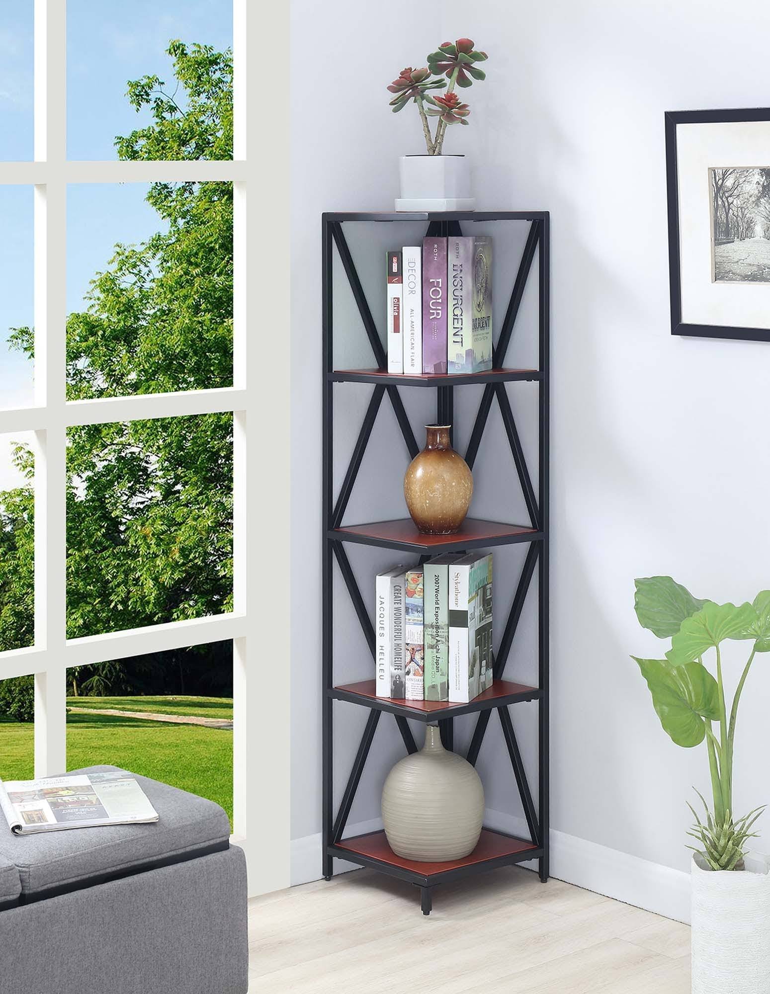 Metal 5 Tier Corner Bookcase Y54988