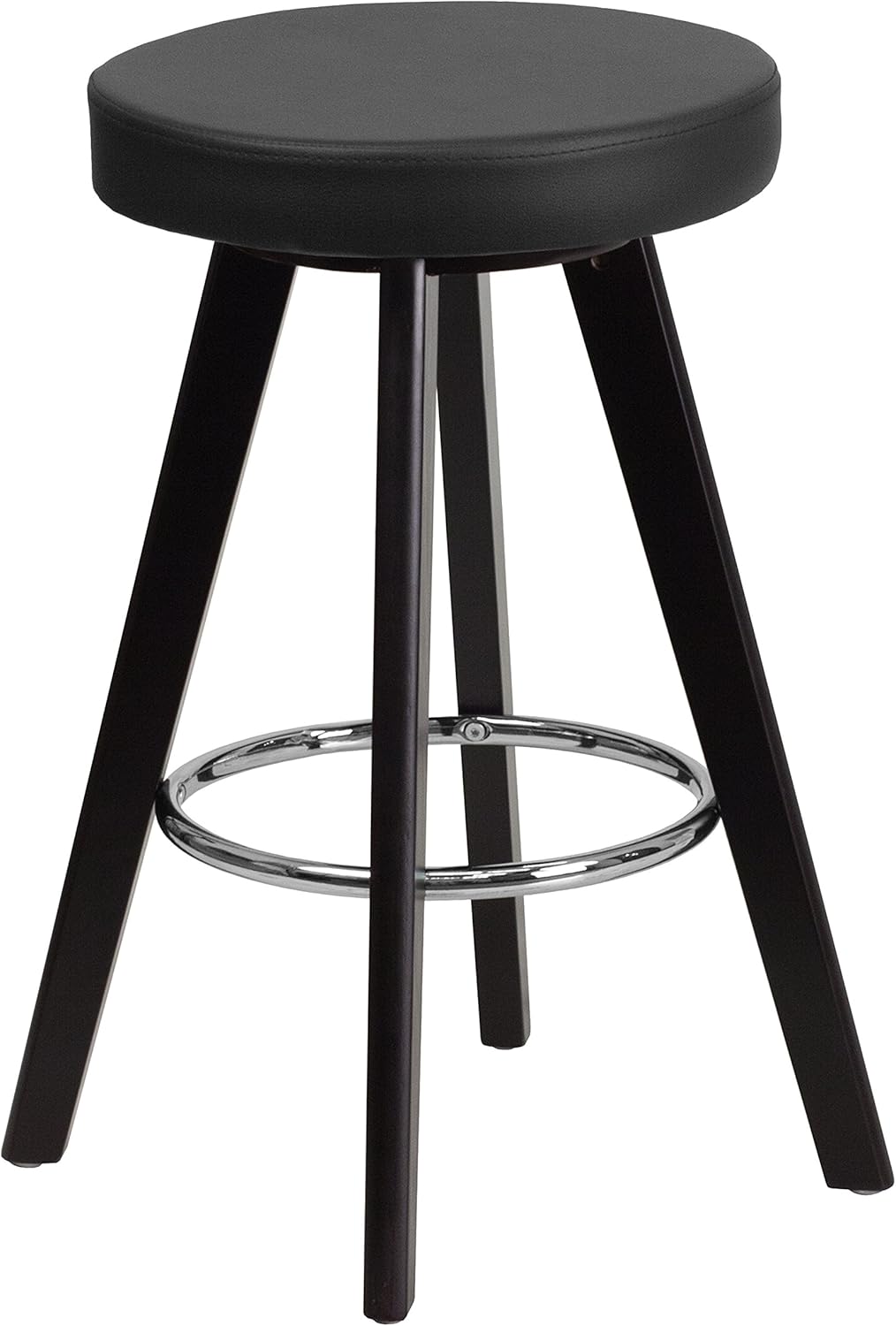 2 Pk Cappuccino Wood Counter Height Stool with White Vinyl Seat I736