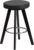 2 Pk Cappuccino Wood Counter Height Stool with White Vinyl Seat I736