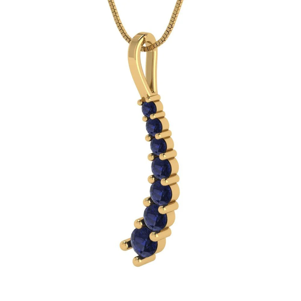 14k Yellow Gold Blue Sapphire Pendant with 18" Chain Q98052