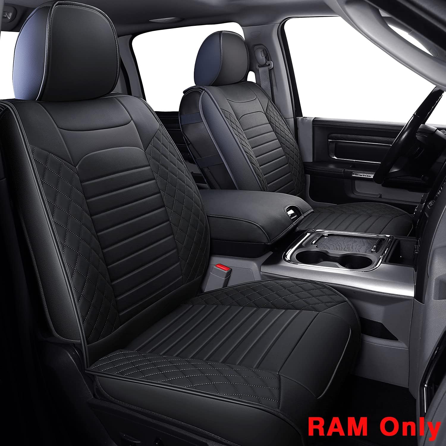 Black Waterproof Faux Leather Front Seat Covers T444078