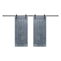 12-Panel Gray Painted Wood Sliding Door with Installation Hardware Kit R240