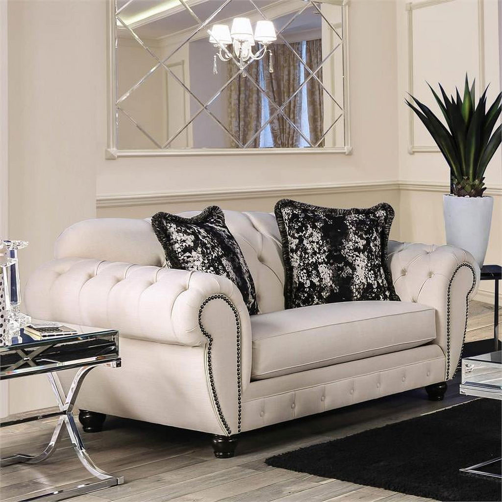 Beige Fabric 2-Piece Sofa Set A1096