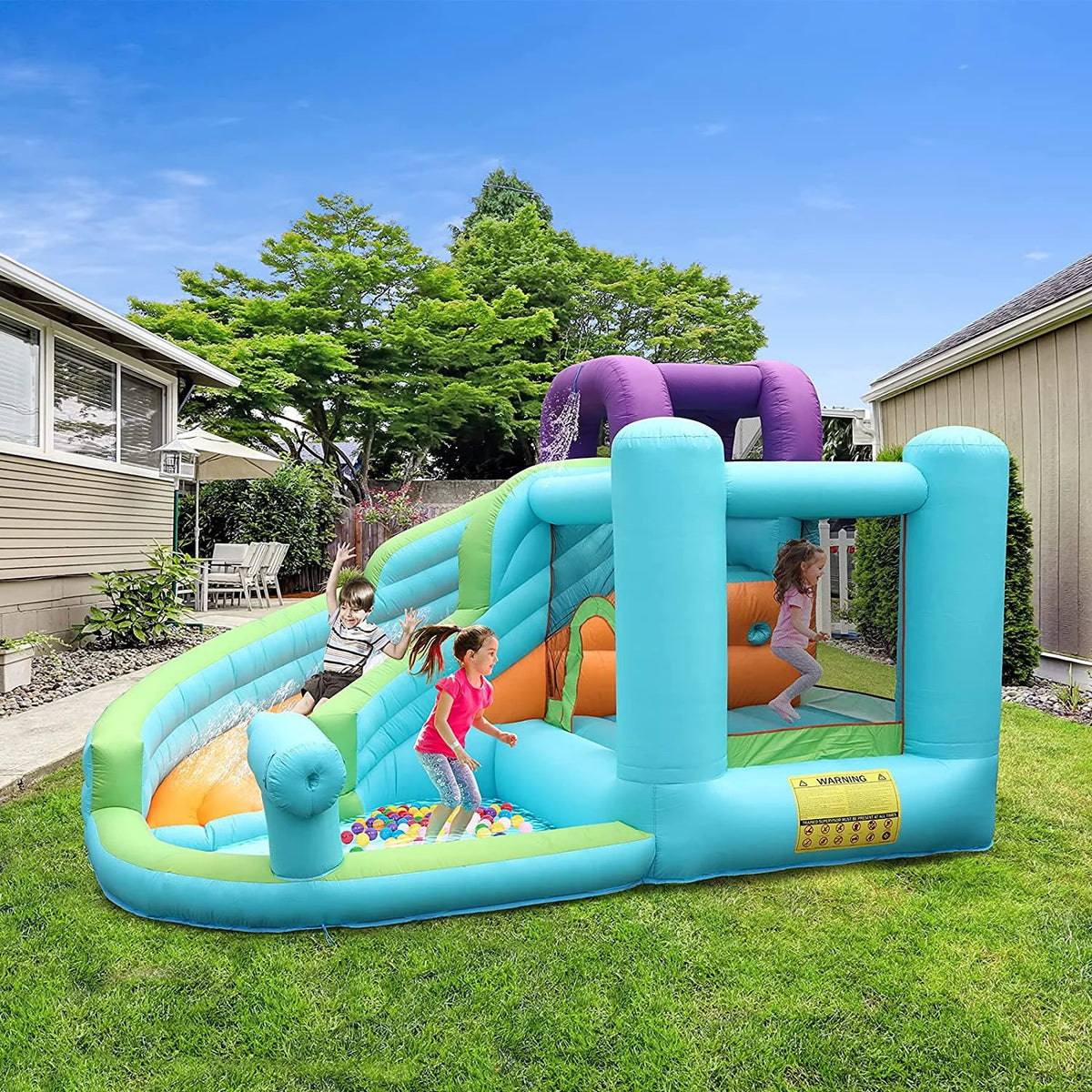 Kids Inflatable Bounce House Water Slide with Splash Pool and Blower R287903