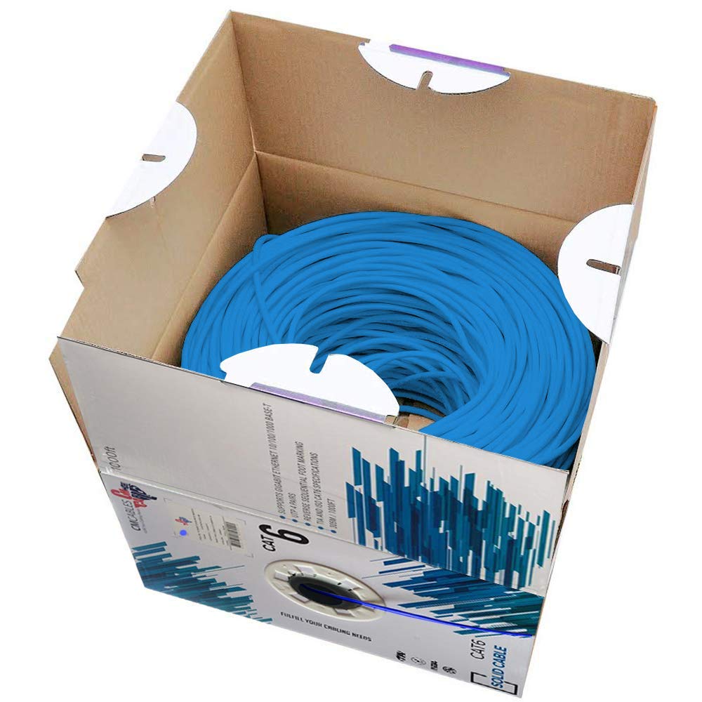 Cat6 Plenum UTP Solid Bulk Ethernet Network Cable 550 Mhz 23 AWG Blue G942
