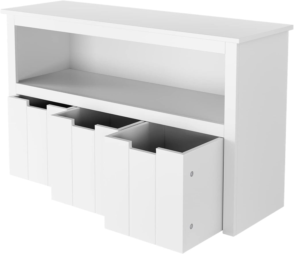 3 Drawers Floor Storage Chest with Wheels and Shelf Q297