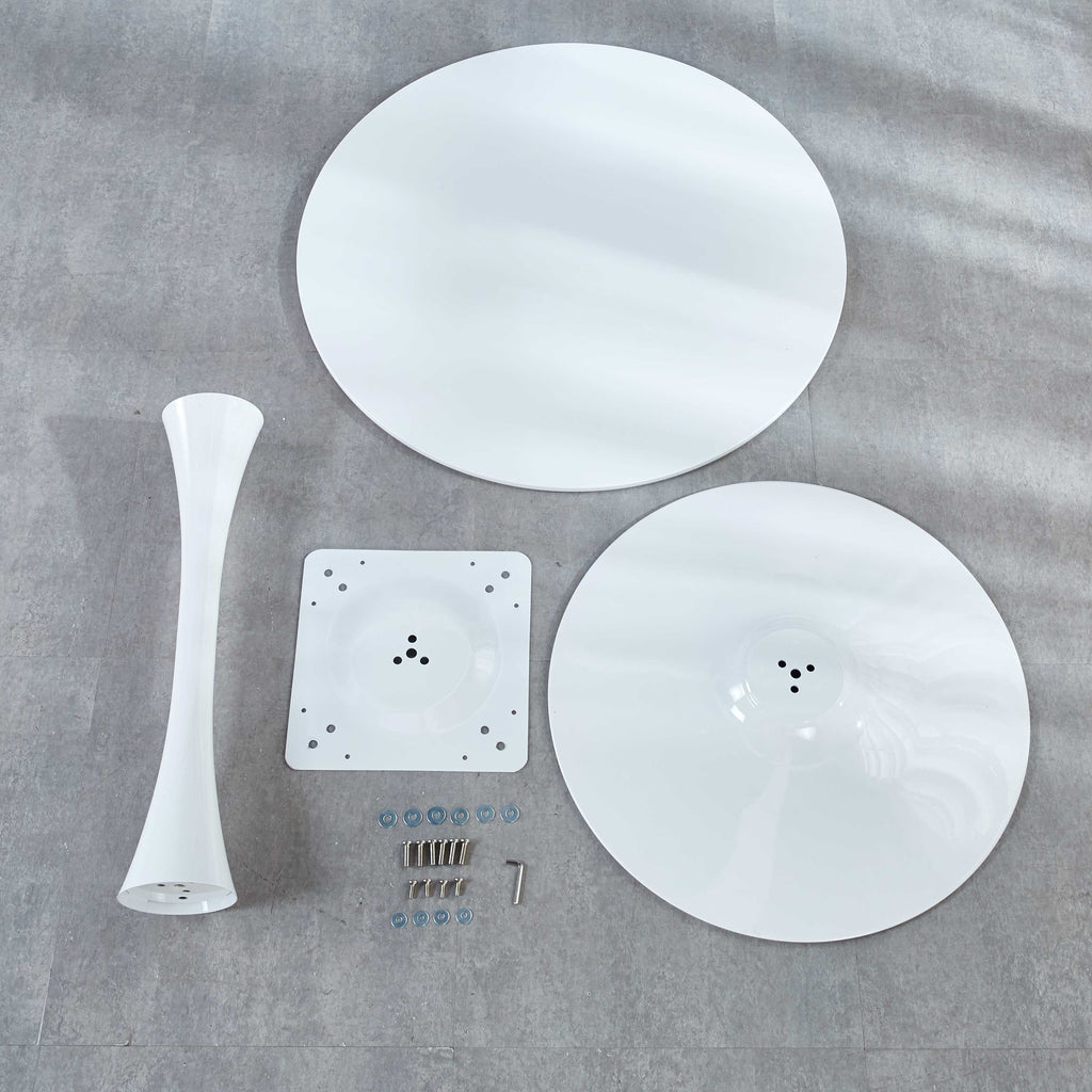 White Tulip Table Mid-century Dining Table with Round Mdf Table Top F888091