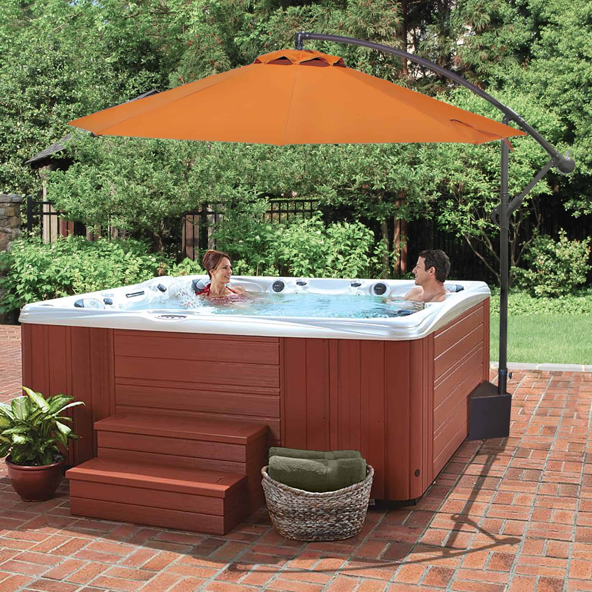 10-ft Octagonal Cantilever Umbrella in Stone Olefin S48288