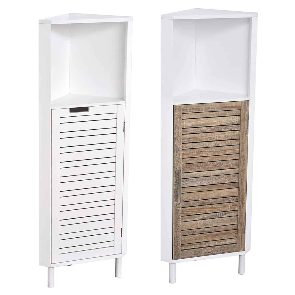 White Louver Door Bathroom Corner Cabinet Z5874