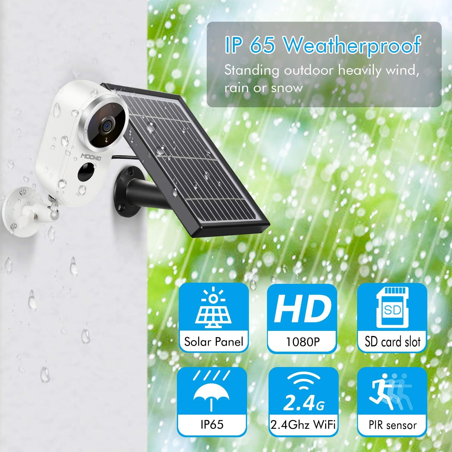 Outdoor Solar Security Camera Wireless 1080P Rechargeable Battery Powered WiFi Camera 2 Way Audio HD Video Wirefree IP Camera Motion Alarm Home Surveillance Camera System X86148