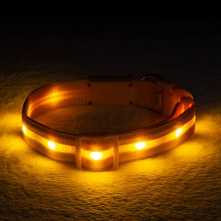 LED Dog Collar with Water Resistant Flashing Light XSmall Yellow Z419