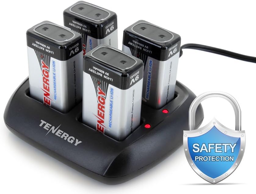 4-Bay 9V Li-ion Battery Charger with 8pcs 9V 600mAh Rechargeable Battery B469