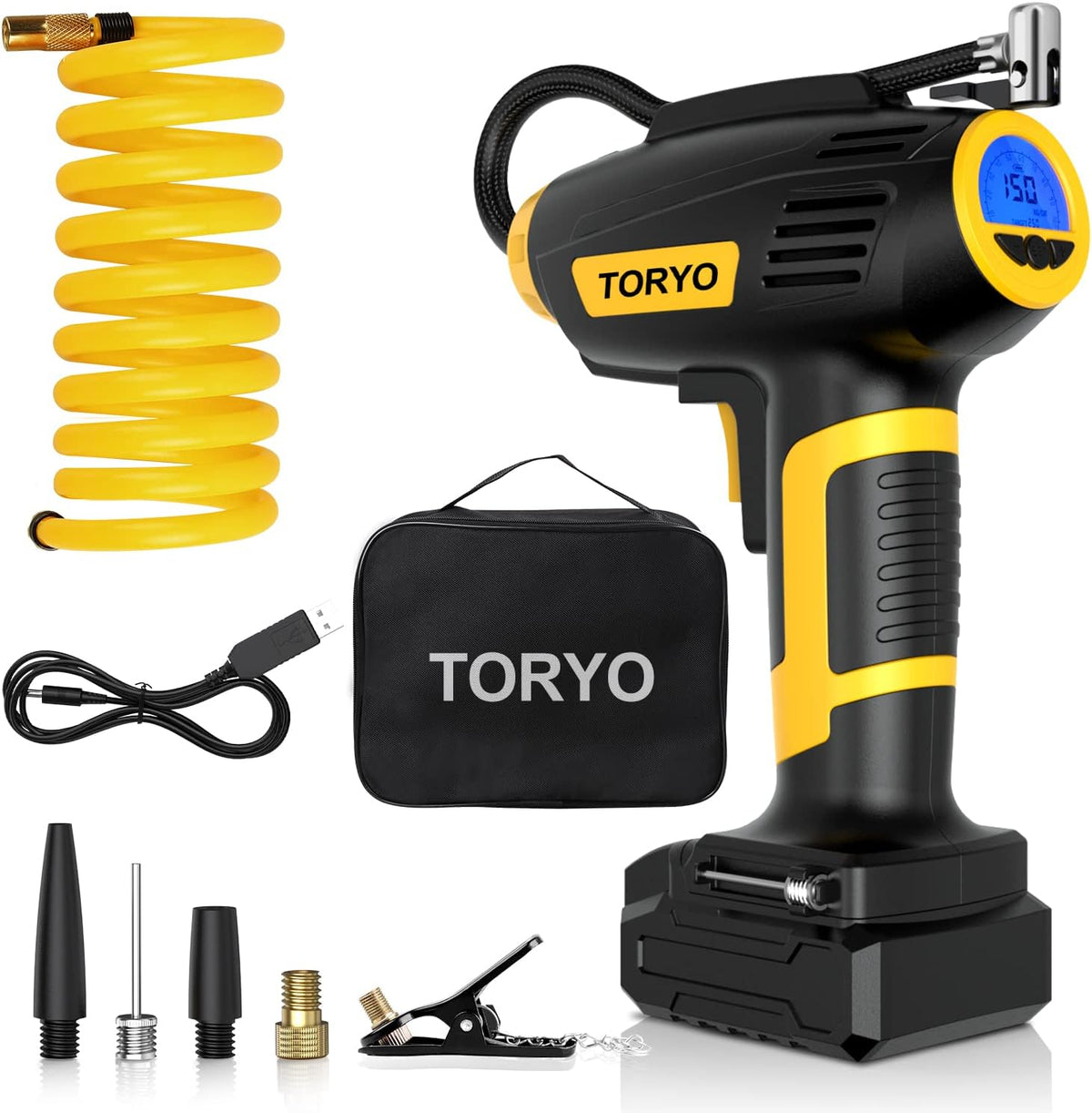 Cordless Tire Inflator Portable Air Compressor with Rechargeable Battery, Pack of 2 K436590