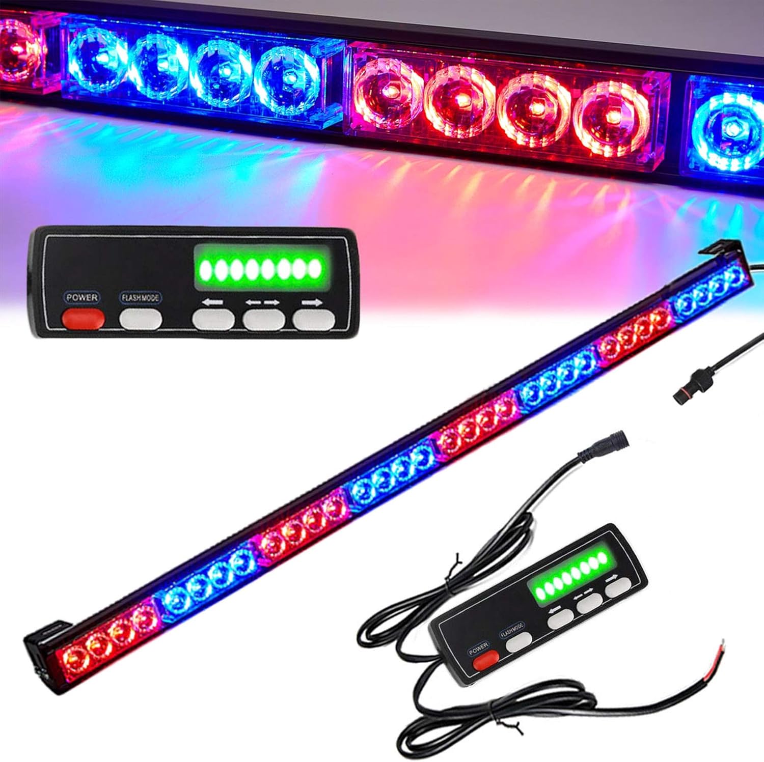 36 Inch Yellow/Amber 32 Led Emergency Strobe Warning Light Bar, Pack of 2 B360696