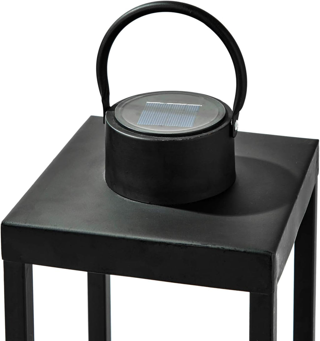 Matte Black Metal Candle Holder Lantern, 14 Inch Tall K928