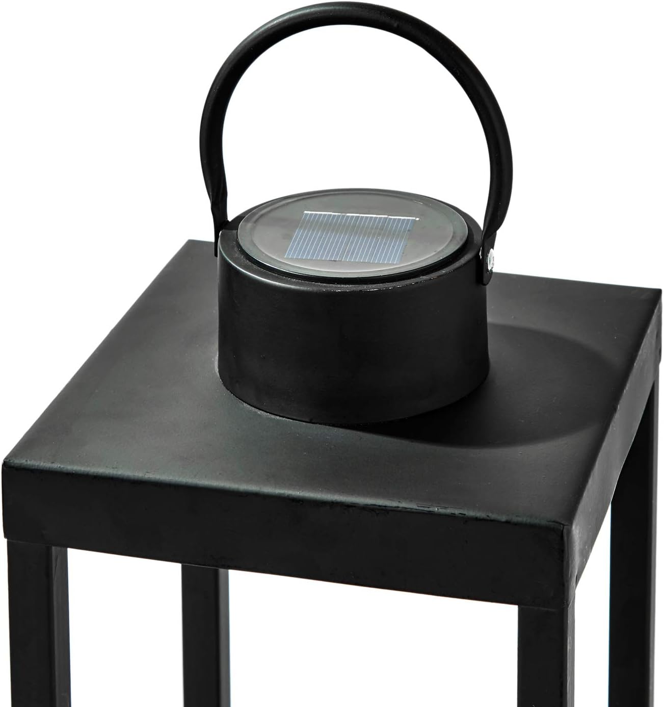 Matte Black Metal Candle Holder Lantern, 14 Inch Tall K928