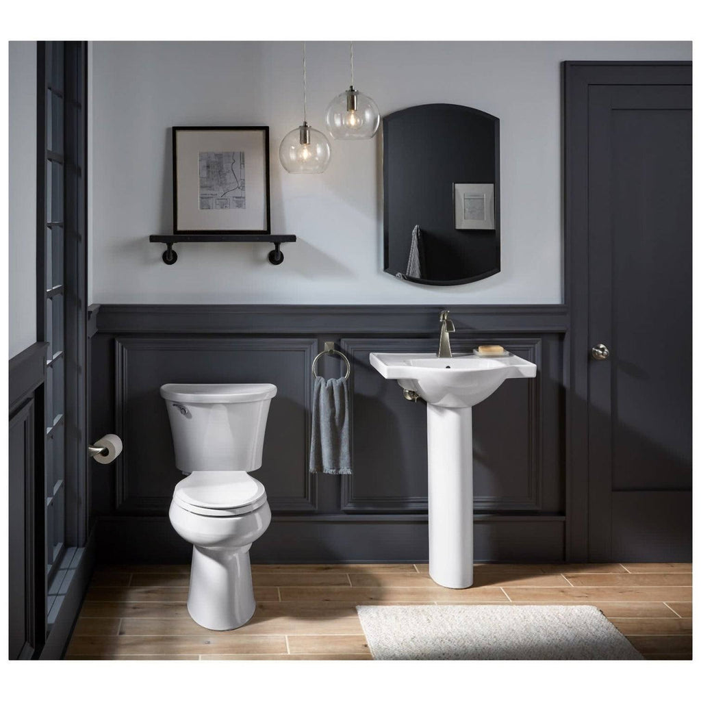 24 In. Pedestal Bathroom Sink Basin with Single Faucet Hole, Thunder Grey G386506