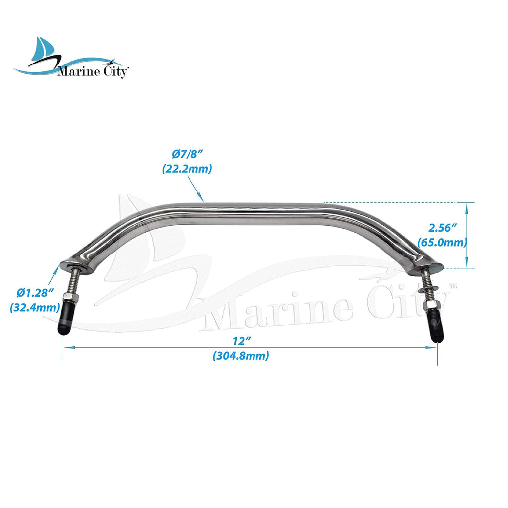 18 Inches 304 Stainless-Steel Handrail Grab Rail Handle with Double End Studs R511987