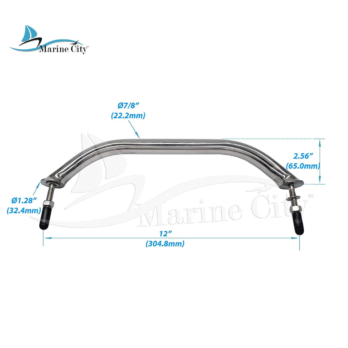18 Inches 304 Stainless-Steel Handrail Grab Rail Handle with Double End Studs R511987