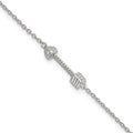 925 Sterling Silver Arrow Heart Zirconia Bracelet 7inch I985861