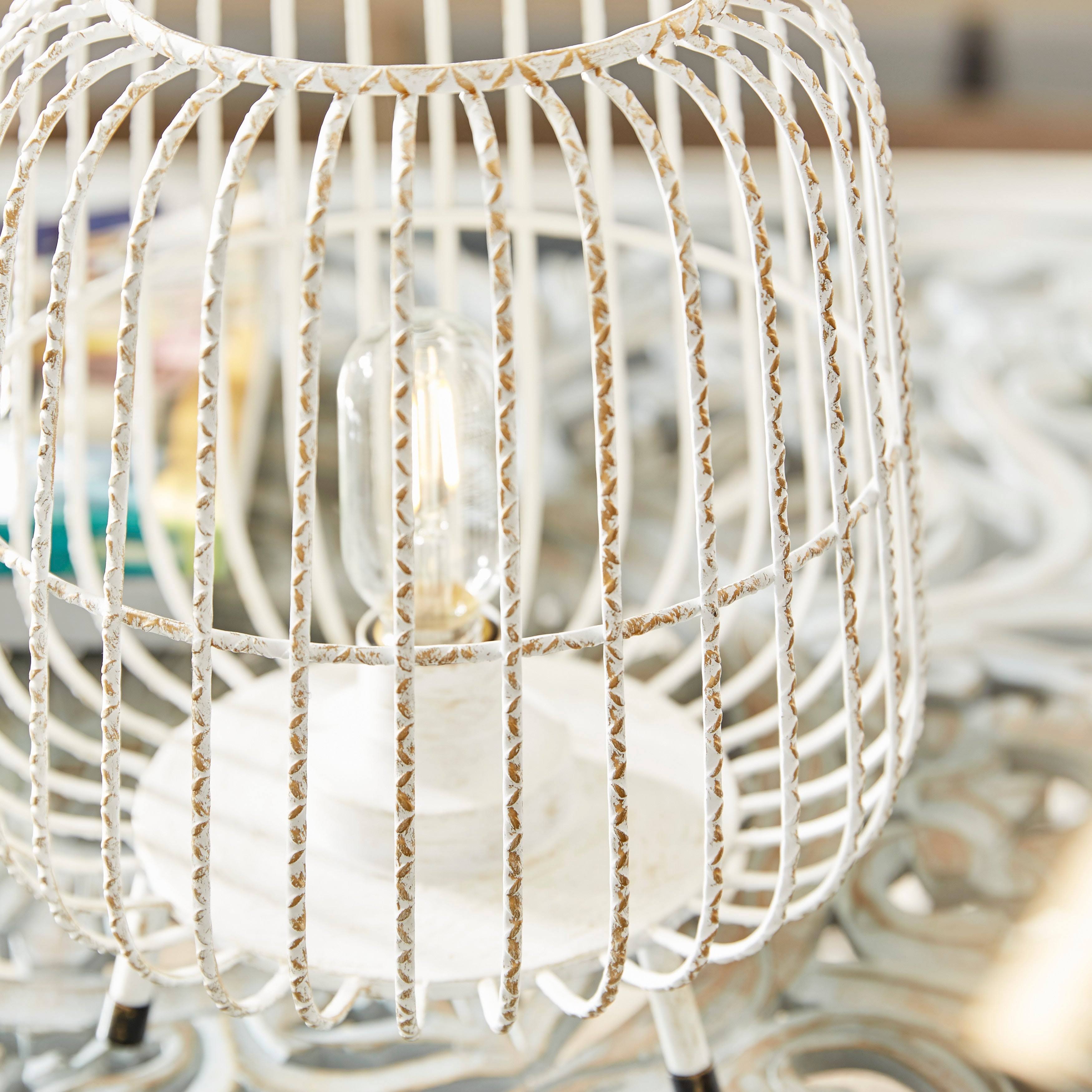 White Metal Caged Lantern T281390