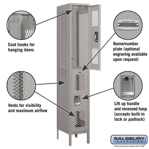 12x22 Wide Double Tier Vented Metal Locker Y9723