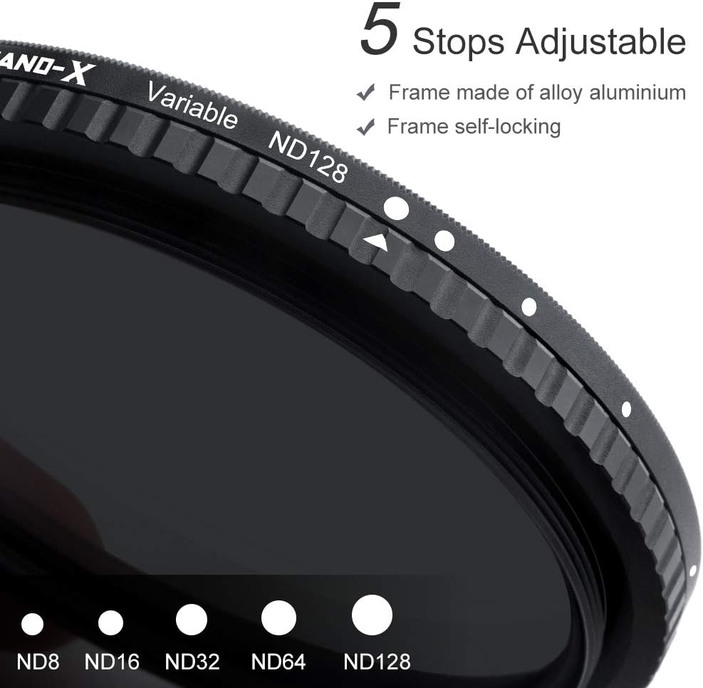 58mm Variable ND Filter ND8-ND128 HD Hydrophobic VND Filter Pack of 2 K460298