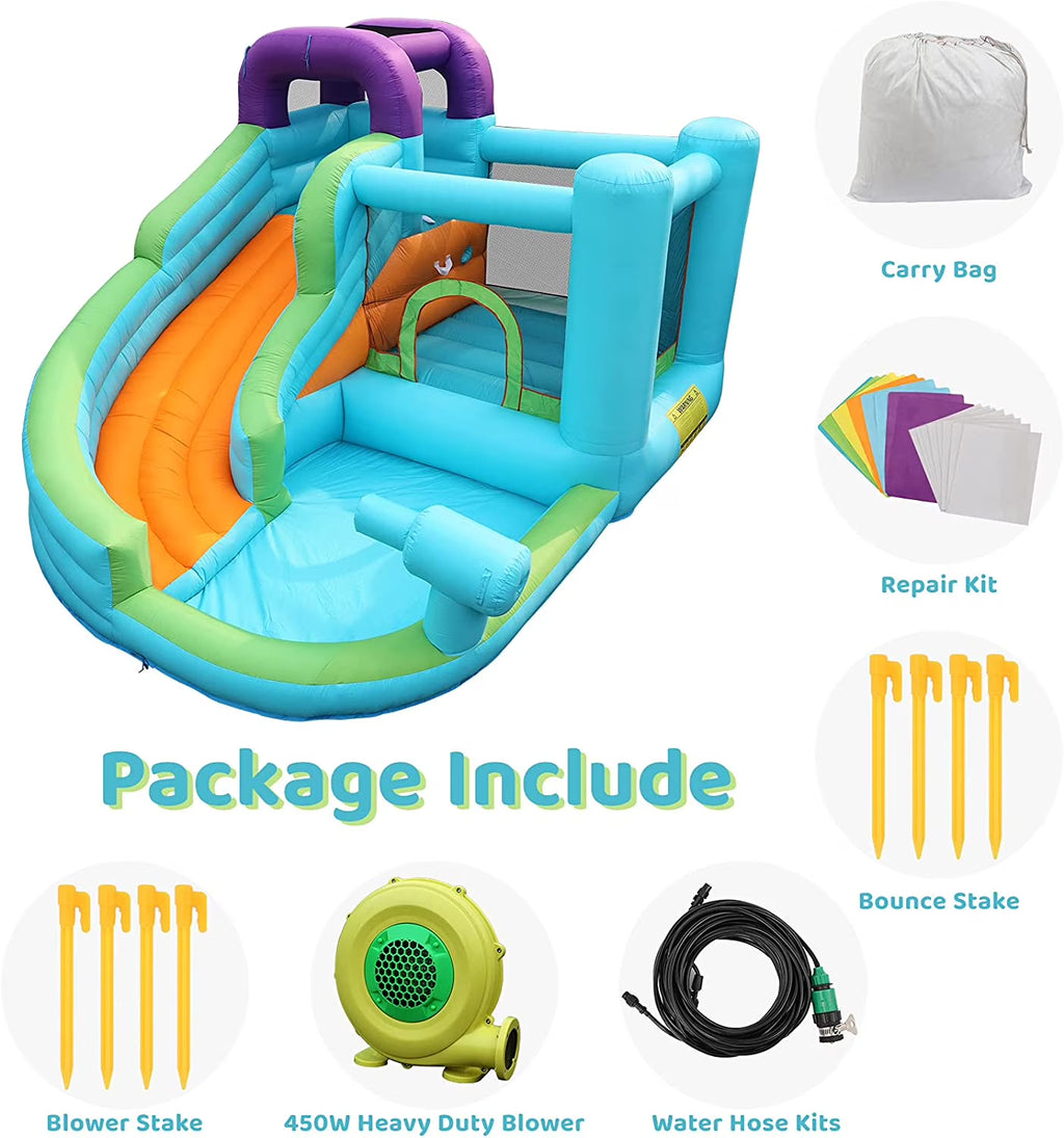Kids Inflatable Bounce House Water Slide with Splash Pool and Blower R287903