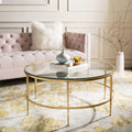 Antique Gold Glass Cocktail Table J805