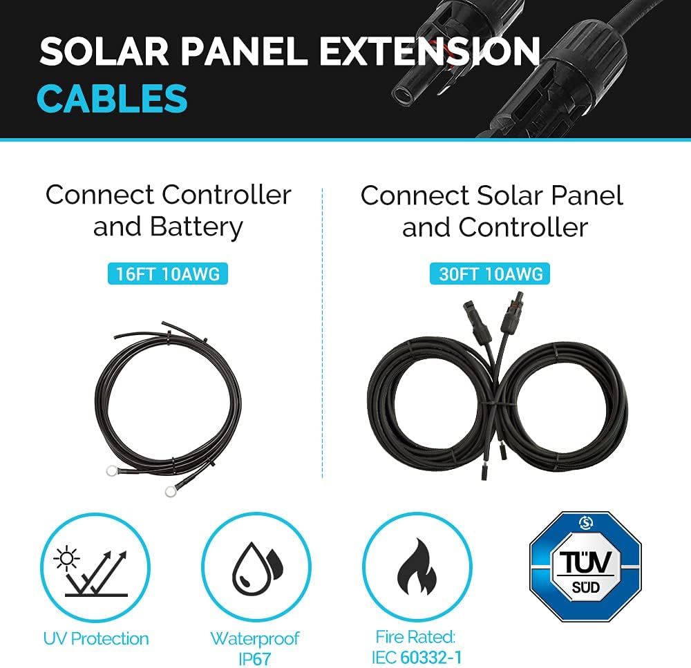 300 Watts 12 Volts Monocrystalline Solar RV Kit with 30A PWM LCD Charge Controller D33501