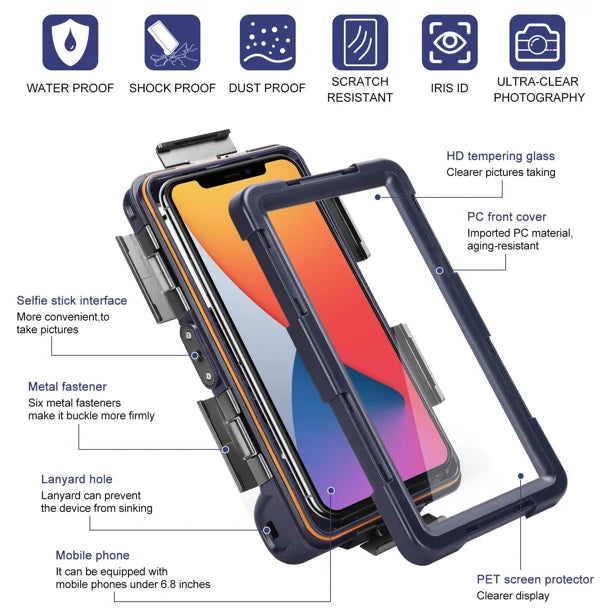 Waterproof Protective Case for Phones Up to 6.9 Inch with Lanyard B848337