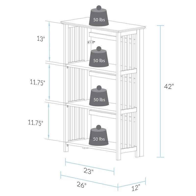 Natural 4-Shelf Folding Bookcase P73265