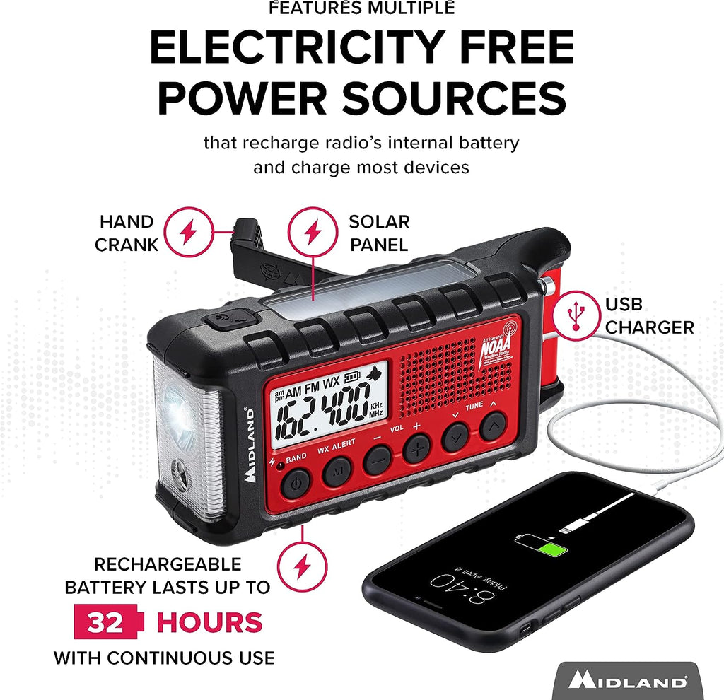 Red/Black Emergency Crank AM/FM Radio with Flashlight Q88204