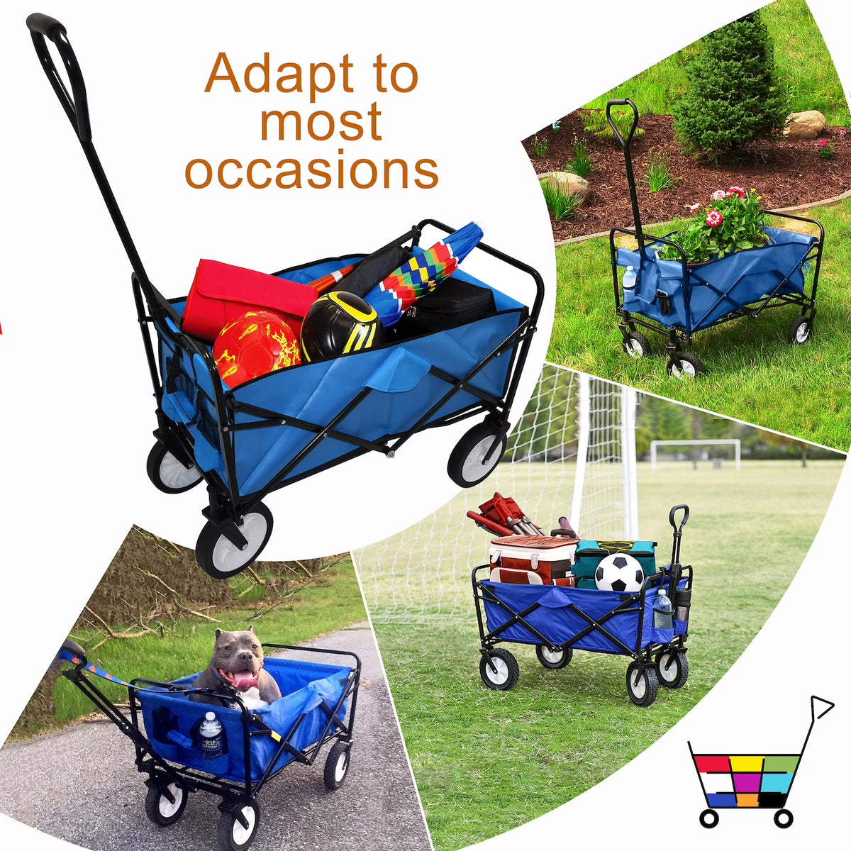 Blue Collapsible Outdoor Utility Wagon Cart Z7660