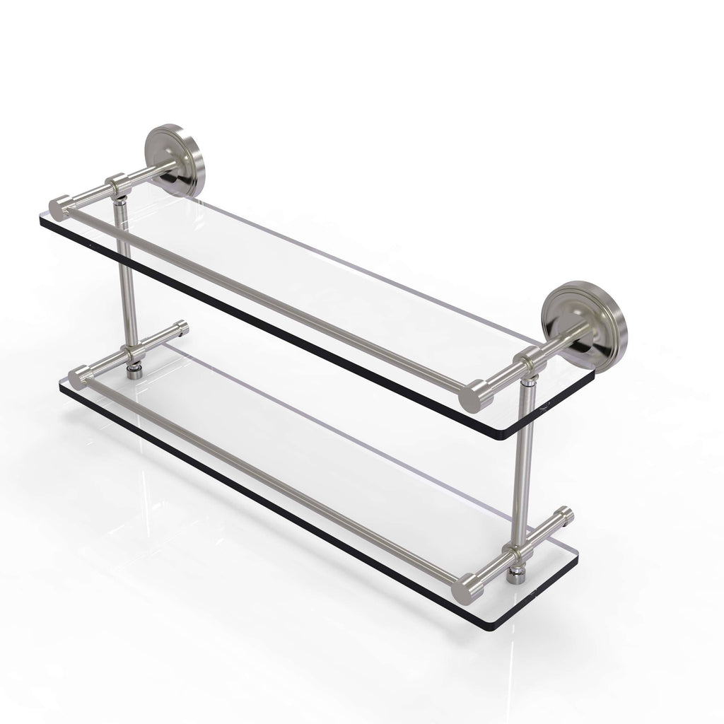 22x22 Double Glass Shelf with Gallery Rail Satin Nickel P574735