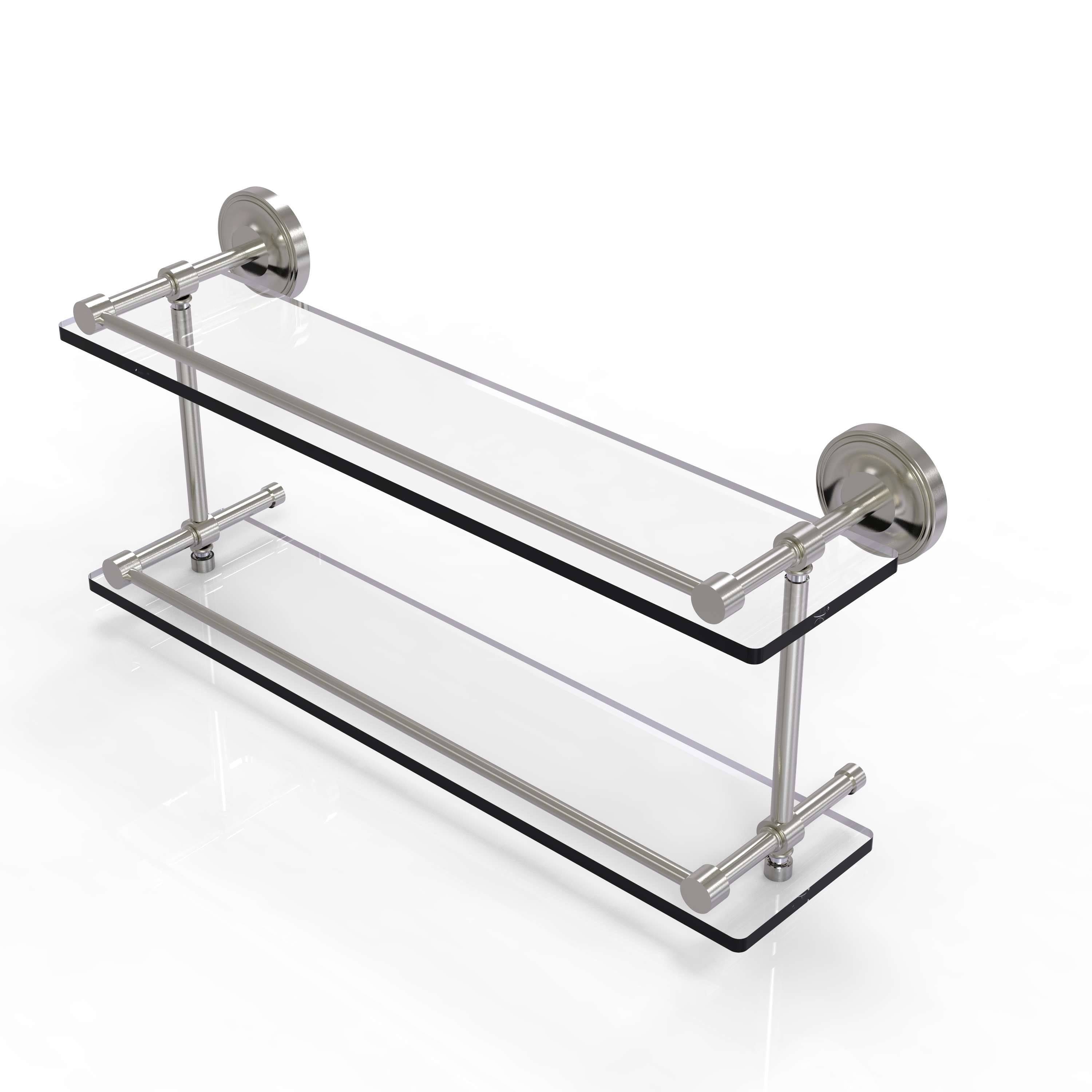 22x22 Double Glass Shelf with Gallery Rail Satin Nickel P574735