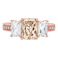 3.61ct emerald cut champagne simulated diamond 18k rose gold 3 stone ring size 7.75 N6391