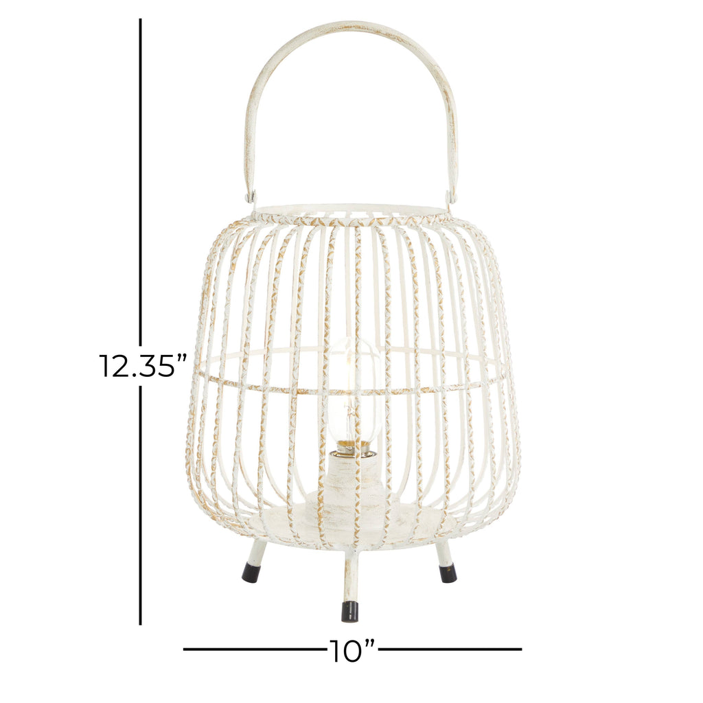 White Metal Caged Lantern T281390
