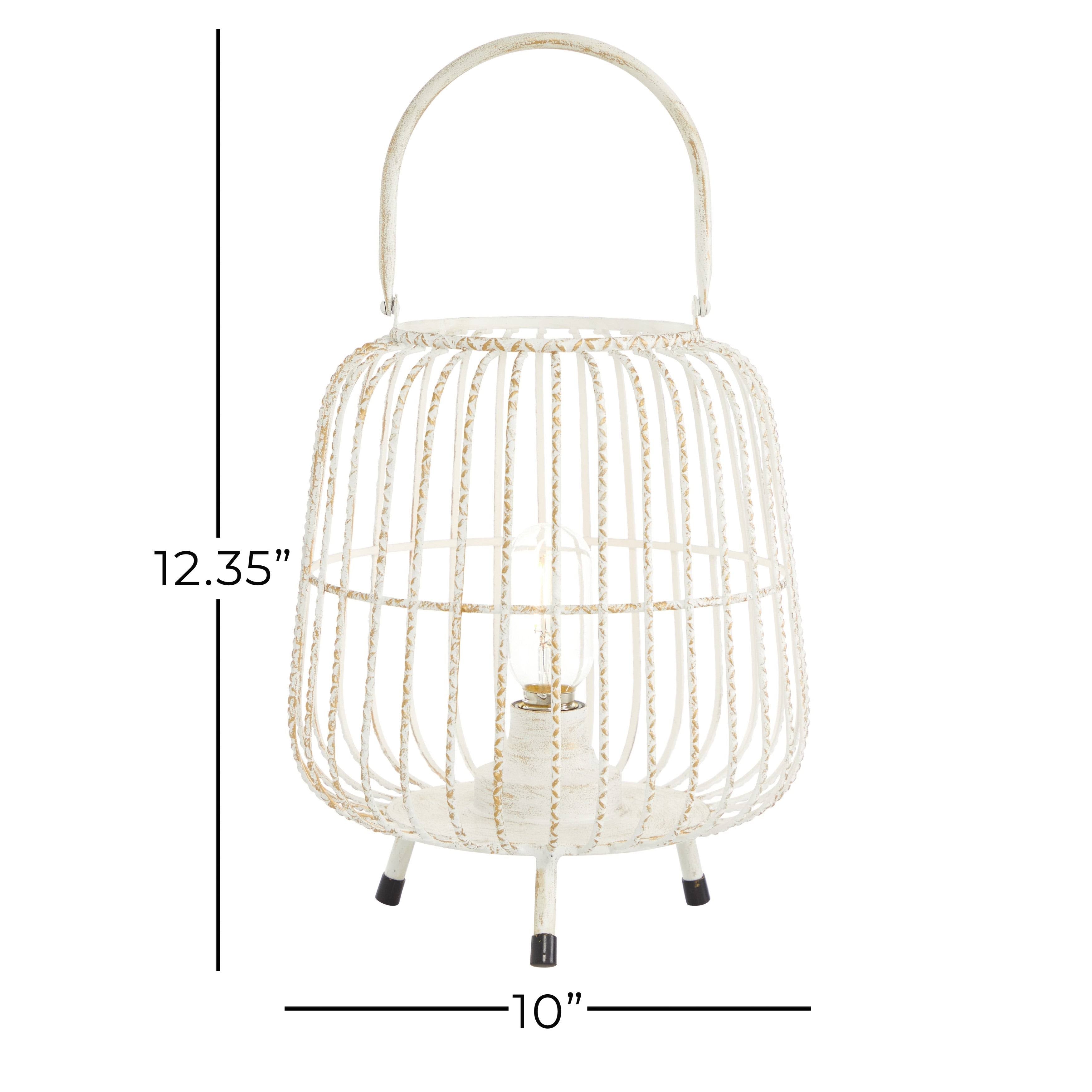 White Metal Caged Lantern T281390