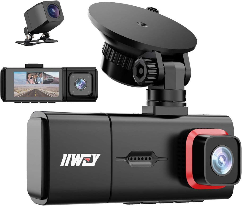 3 Channel Full HD 1080P Dash Camera with IR Night Vision, 2.45 Inch IPS Screen, Pack of 2 B45017