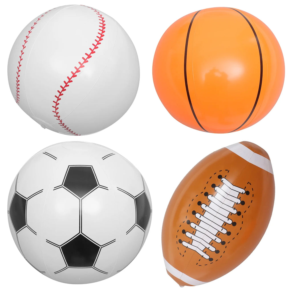 4pcs Inflatable Ball Beach Ball Soccer Basketball Baseball L462