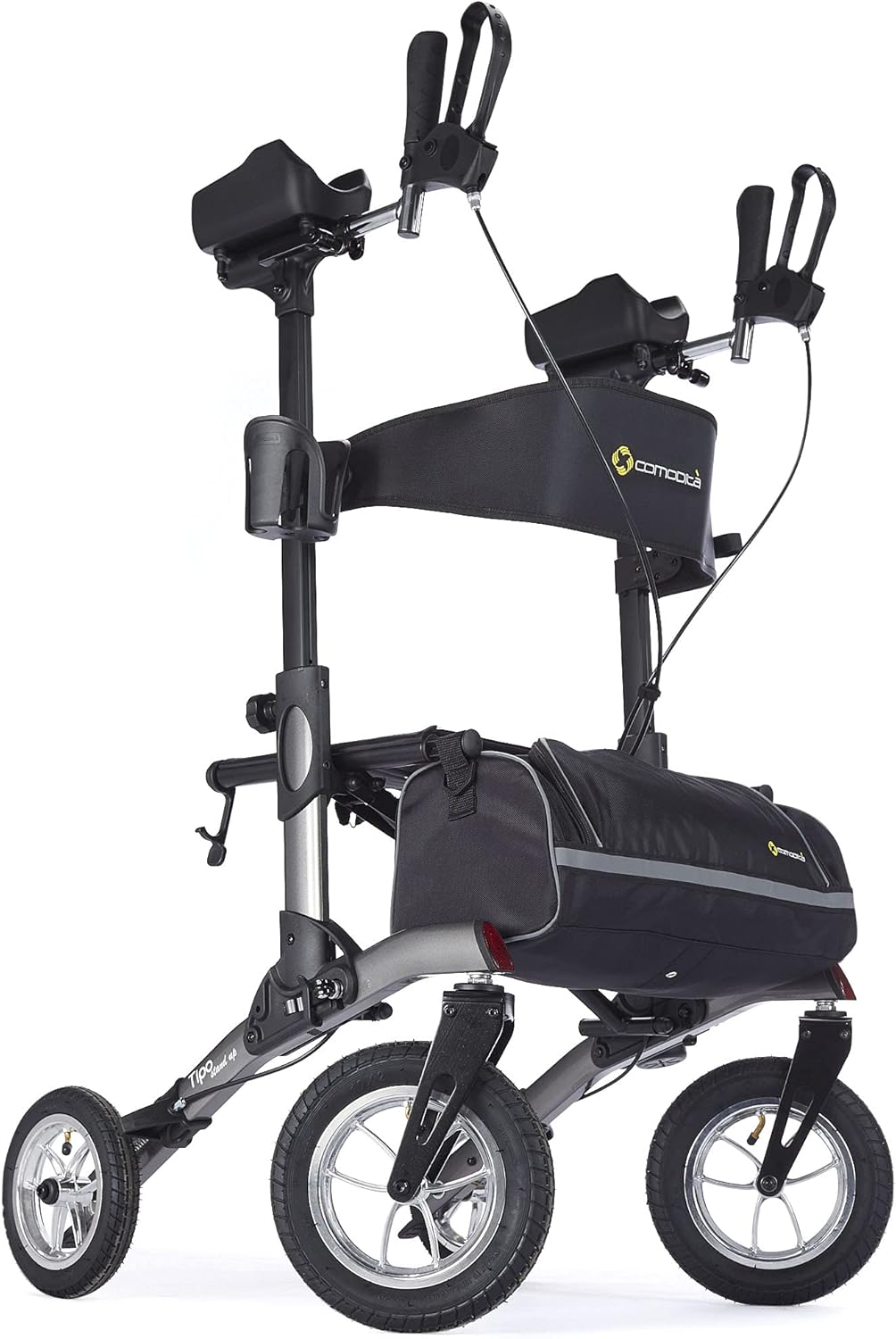 Metallic Graphite All Terrain Rollator Walker with Pneumatic Tires F3693