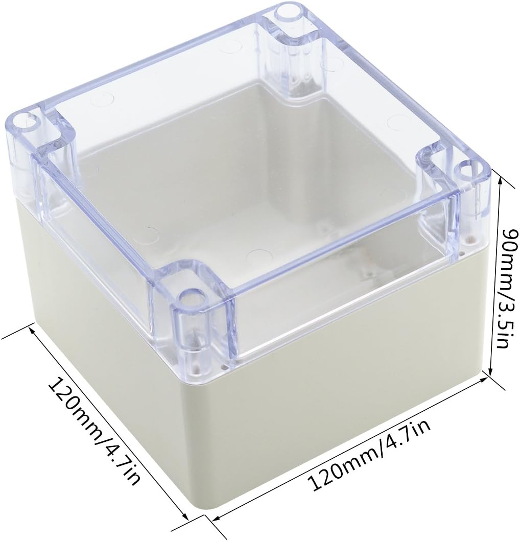 ABS Plastic IP65 Electrical Enclosure Box Grey with Clear Cover 4.7 x 4.7 x 3.5 inch Pack of 2 N924
