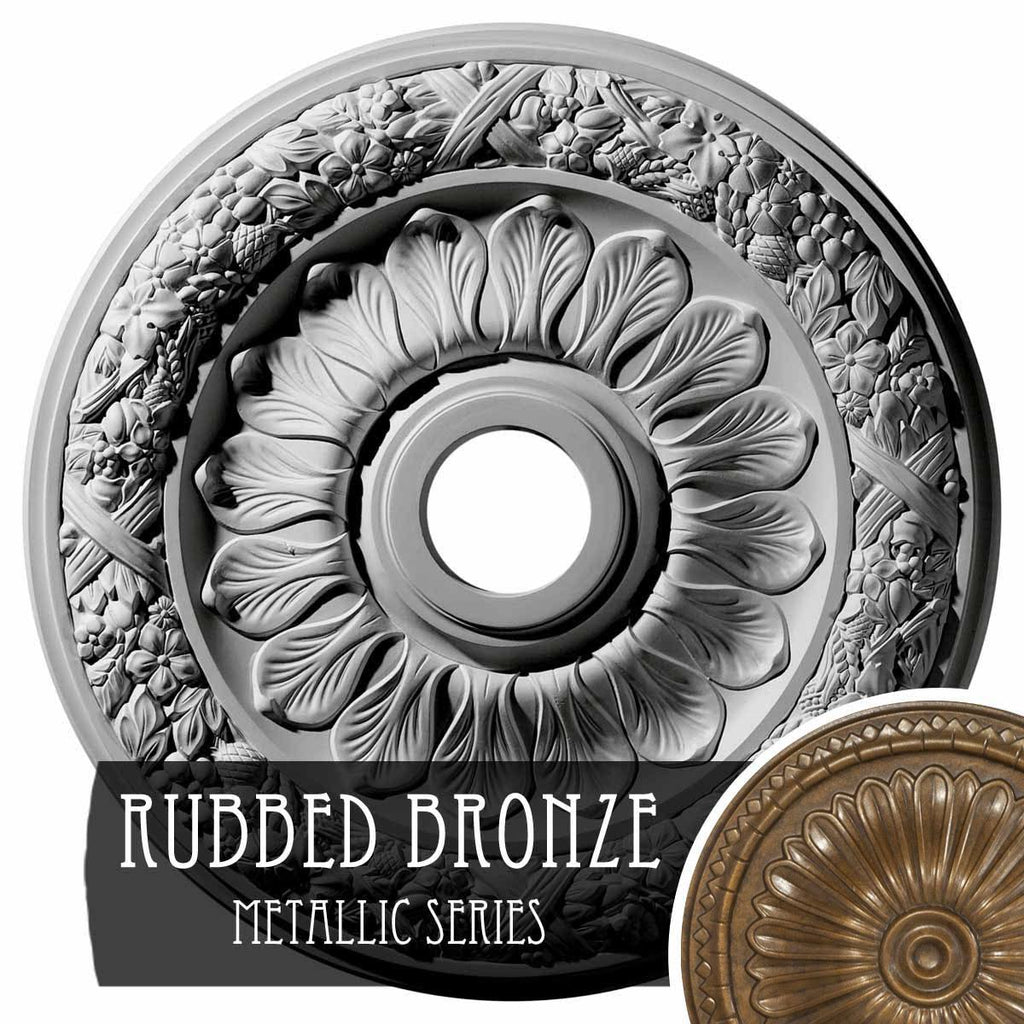 24x22OD x 4x22ID x 1 1/2x22P Ceiling Medallion, Hand-Painted Rubbed Bronze Y295