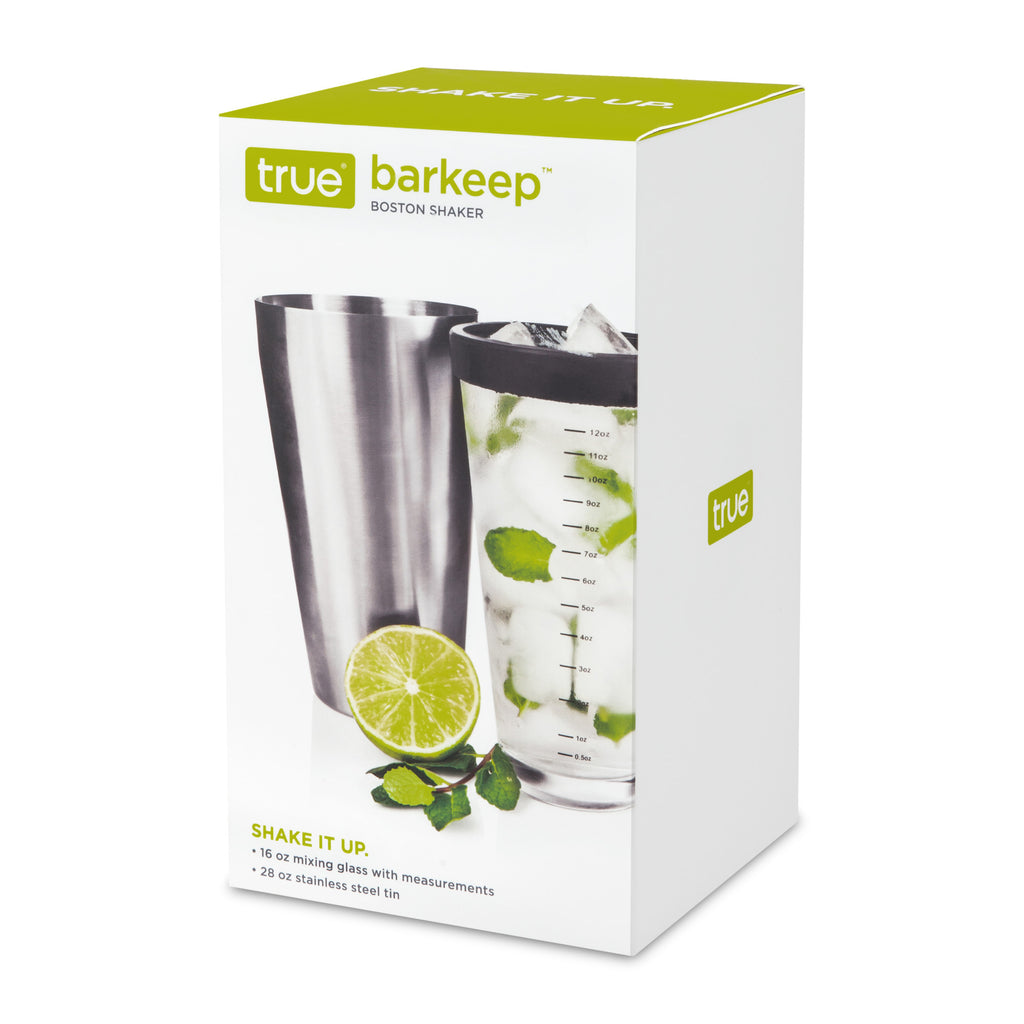 Boston Shaker, Stainless Steel Cocktail Tin & Mixing Glass with Rubber Seal, 28 Oz and 16 Oz, Set of 2 J80329